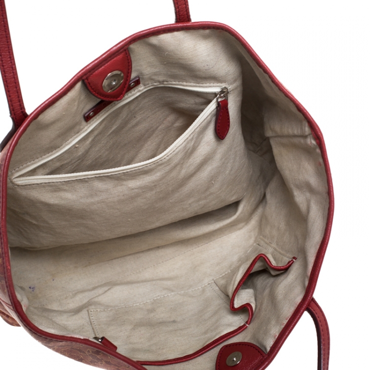 Pre Owned Celine Red Graphics Print Coated Canvas Medium Shopper Tote