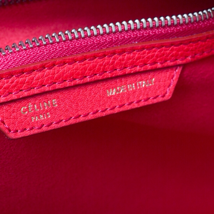 Pre Owned Celine Red Leather Mini Luggage Tote