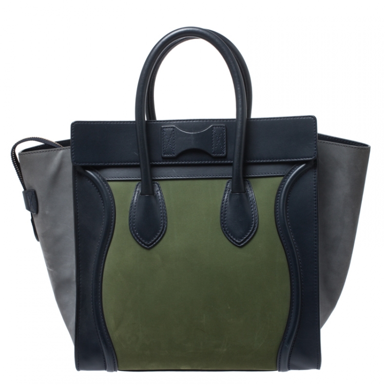 Pre Owned Celine Multicolor Nubuck and Leather Mini Luggage Tote