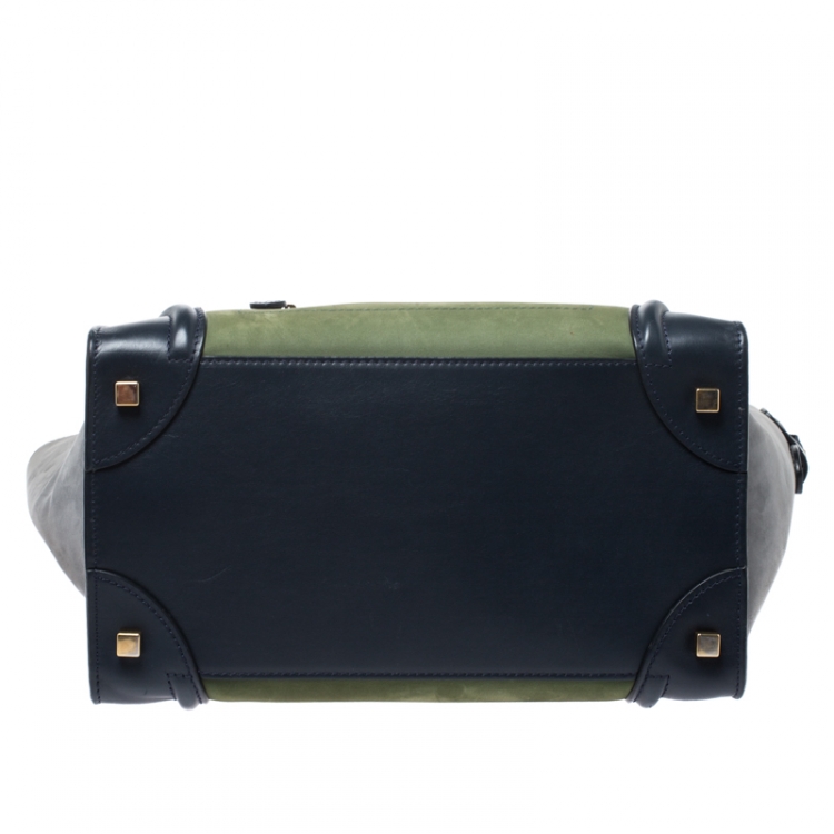 Pre Owned Celine Multicolor Nubuck and Leather Mini Luggage Tote