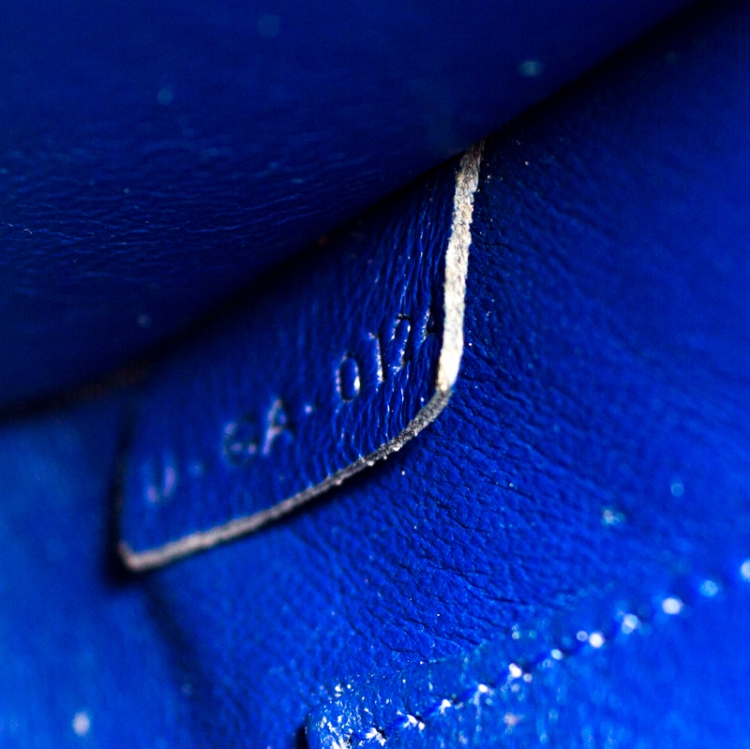 Pre Owned Celine Blue Python Nano Luggage Tote