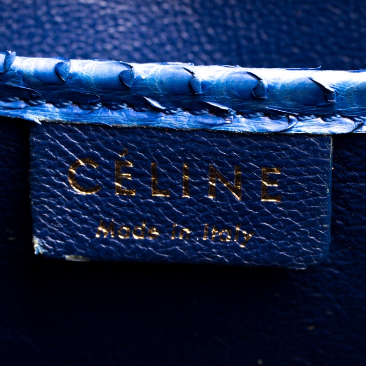 Pre Owned Celine Blue Python Nano Luggage Tote