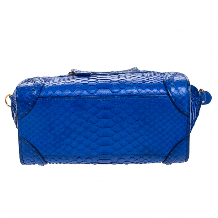 Pre Owned Celine Blue Python Nano Luggage Tote
