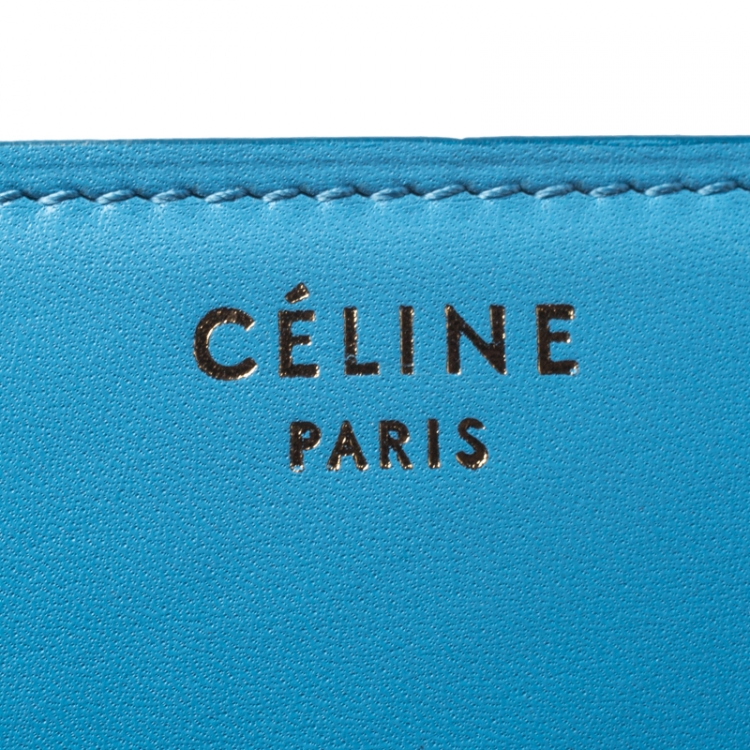 Pre Owned Celine Turquoise Leather Medium Classic Box Shoulder Bag