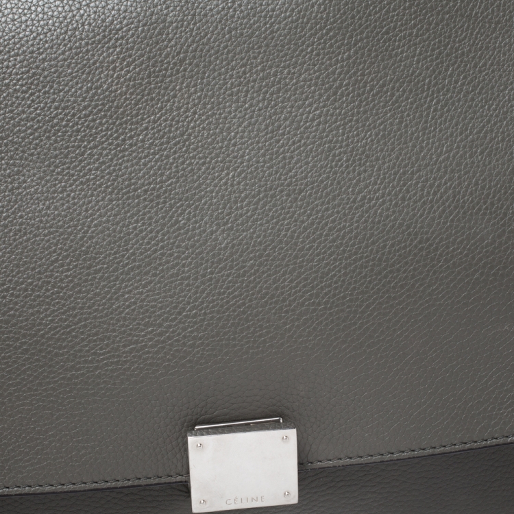 Pre Owned Celine Olive Green Leather and Suede Medium Trapeze Bag