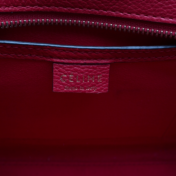 Pre Owned Celine Red Leather Nano Luggage Tote