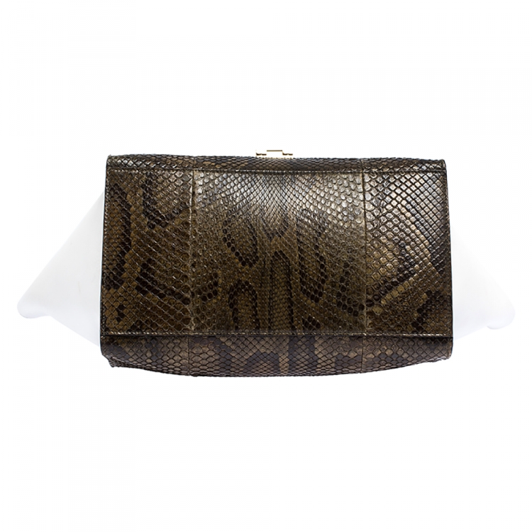 Pre Owned Celine Tricolor Python and Leather Medium Trapeze Bag