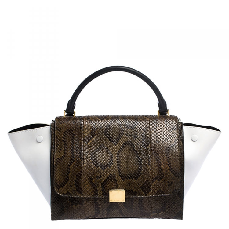Pre Owned Celine Tricolor Python and Leather Medium Trapeze Bag