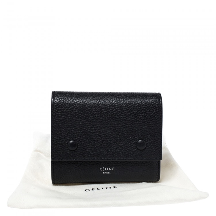مملوكة مسبقًا Celine Black Leather Small Trifold Wallet