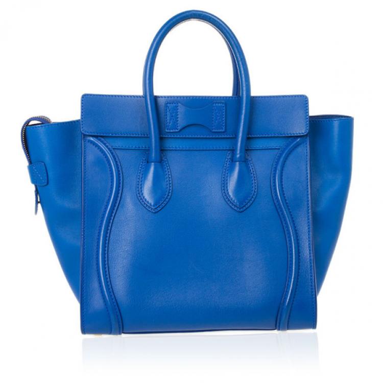 Pre Owned Celine Blue Mini Luggage Tote 
