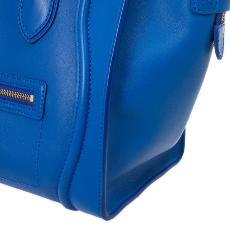 Pre Owned Celine Blue Mini Luggage Tote 