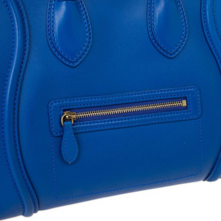 Pre Owned Celine Blue Mini Luggage Tote 