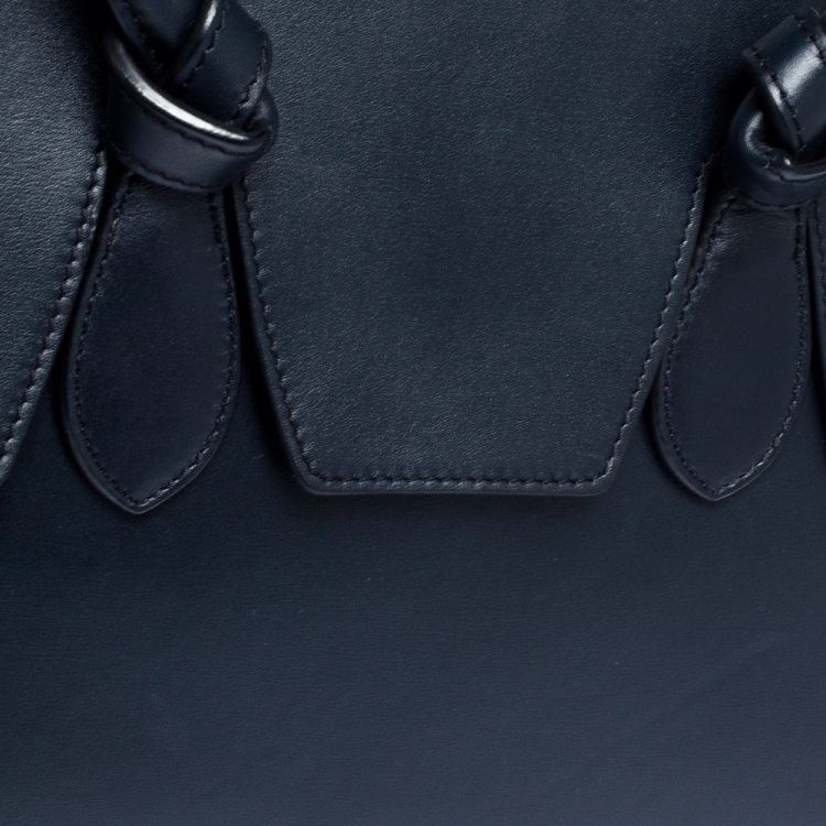 Pre Owned Celine Navy Blue Leather Mini Tie Tote
