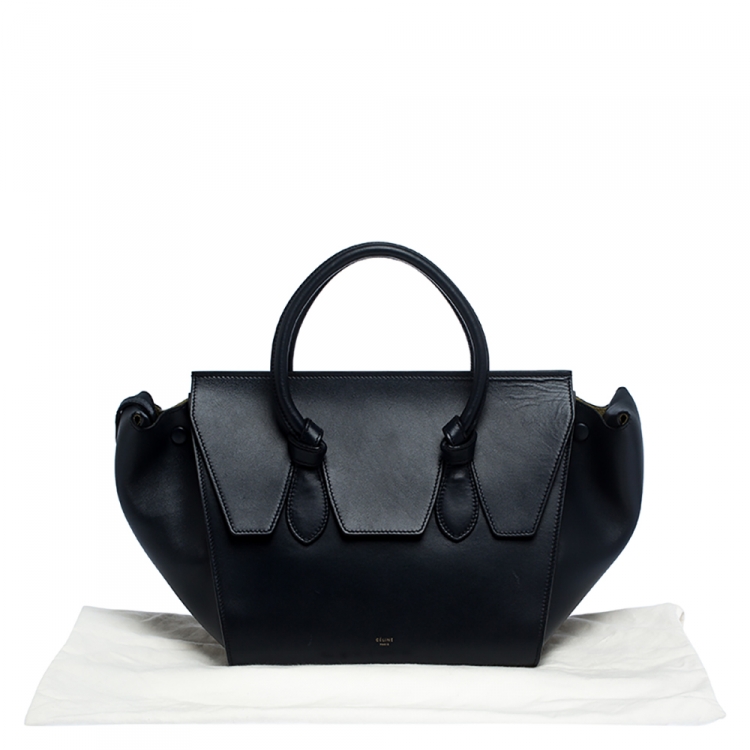 Pre Owned Celine Navy Blue Leather Mini Tie Tote