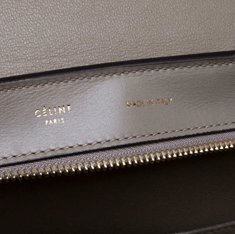 Pre Owned Celine Beige Leather and Suede Python Handle Medium Trapeze Bag