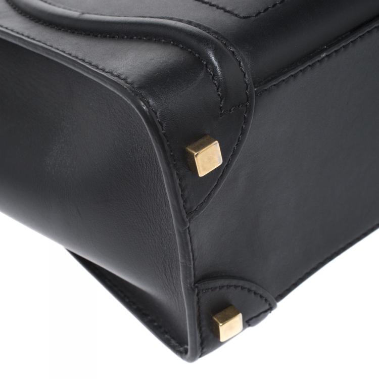 Pre Owned Celine Black Leather Micro Luggage Tote