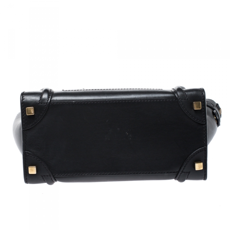 Pre Owned Celine Black Leather Micro Luggage Tote