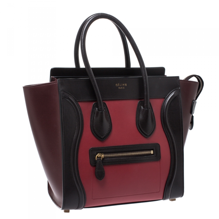 Pre Owned Celine Tricolor Leather Micro Luggage Tote
