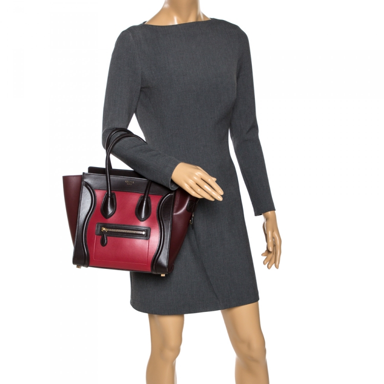 Pre Owned Celine Tricolor Leather Micro Luggage Tote