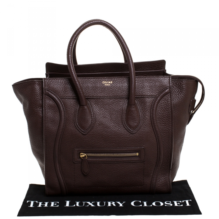 Pre Owned Celine Dark Brown Leather Mini Luggage Tote