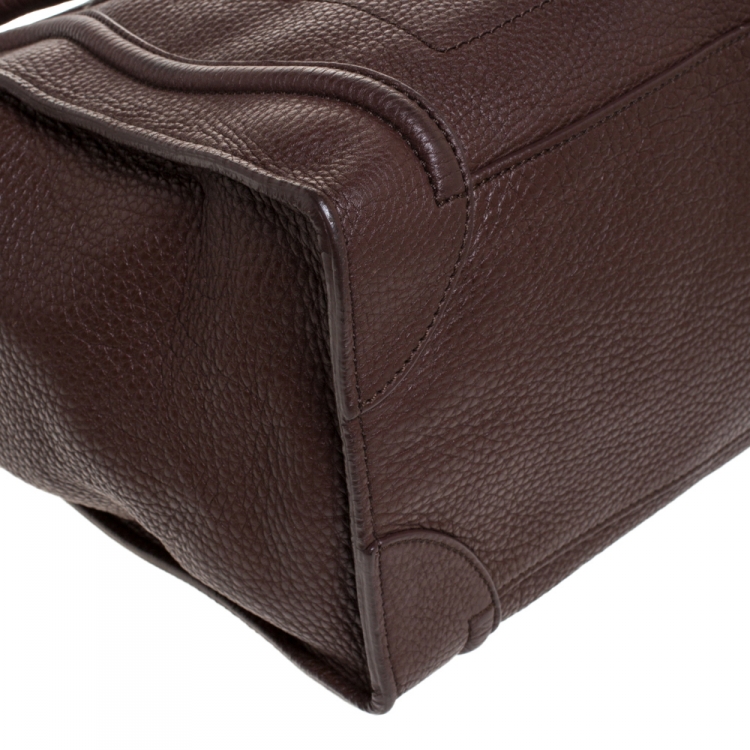 Pre Owned Celine Dark Brown Leather Mini Luggage Tote