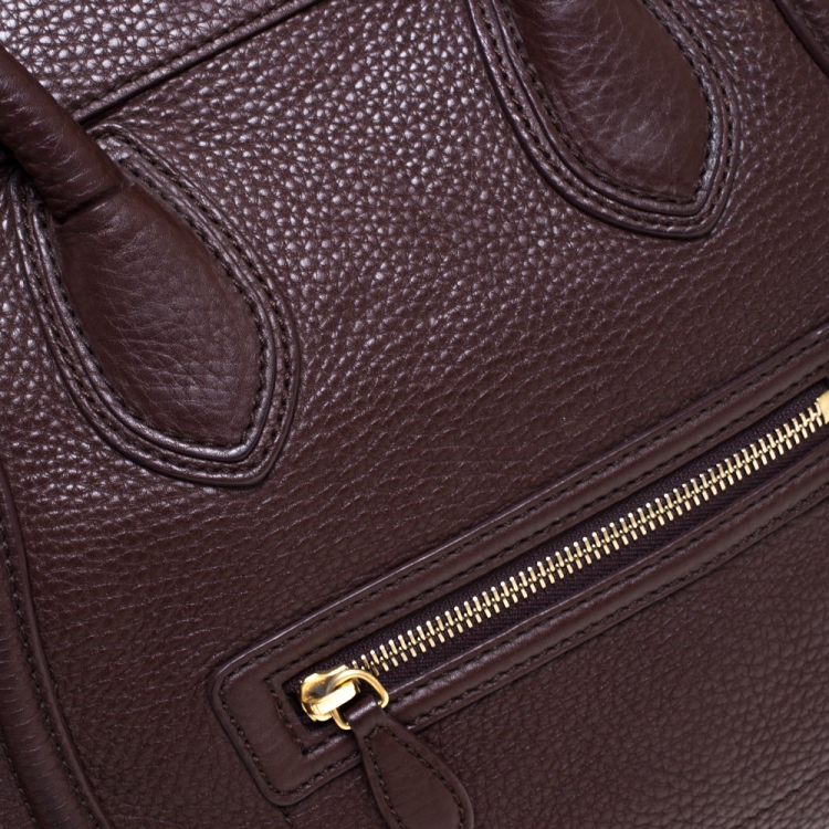 Pre Owned Celine Dark Brown Leather Mini Luggage Tote