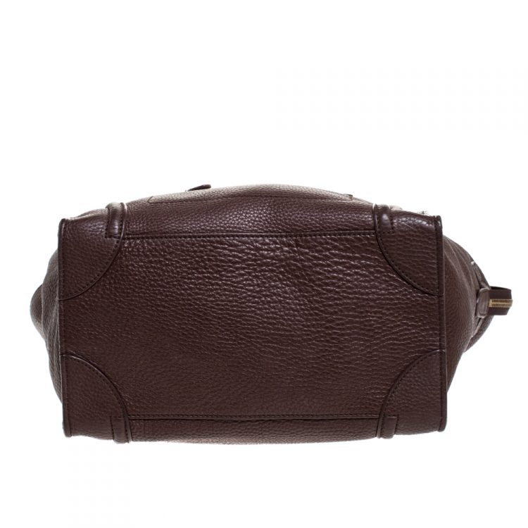 Pre Owned Celine Dark Brown Leather Mini Luggage Tote