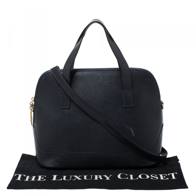 Pre Owned Celine Navy Blue Leather Dome Satchel 