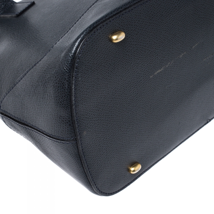 Pre Owned Celine Navy Blue Leather Dome Satchel 