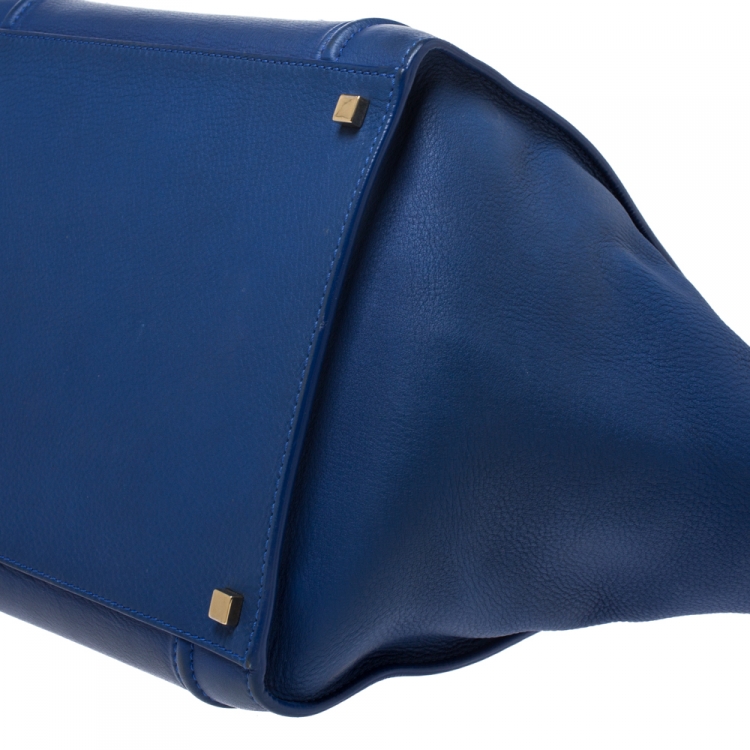 Pre Owned Celine Blue Leather Medium Phantom Luggage Tote 