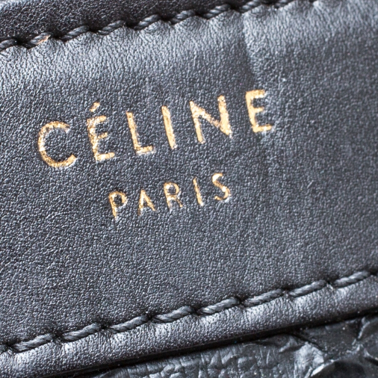 Pre Owned Celine Black Python and Leather Nano Luggage Tote