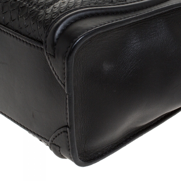 Pre Owned Celine Black Python and Leather Nano Luggage Tote