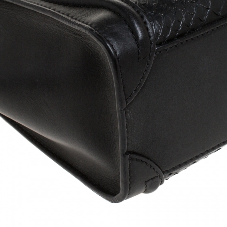 Pre Owned Celine Black Python and Leather Nano Luggage Tote