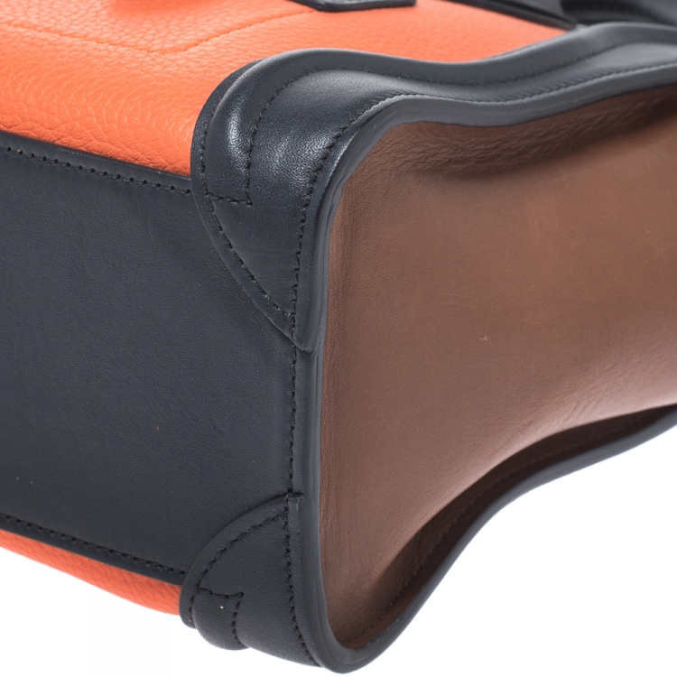 Pre Owned Celine Tri Color Leather Nano Luggage Tote