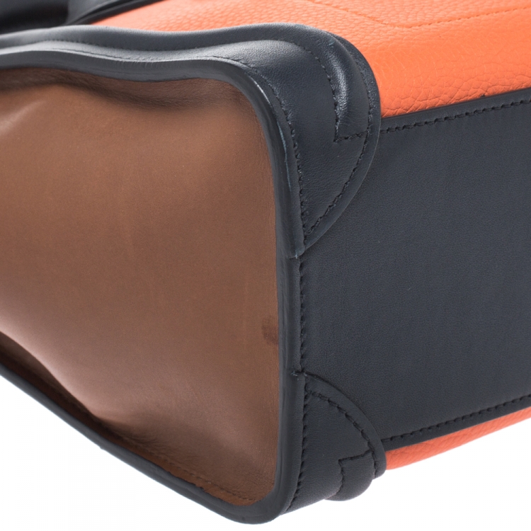 Pre Owned Celine Tri Color Leather Nano Luggage Tote