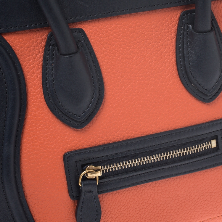 Pre Owned Celine Tri Color Leather Nano Luggage Tote