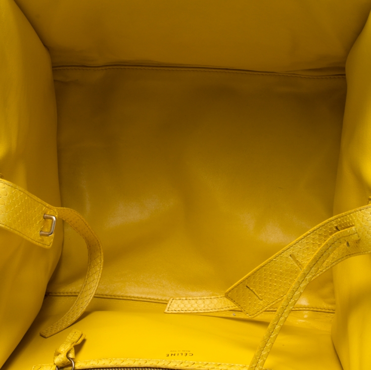Pre Owned Celine Yellow Python Medium Phantom Luggage Tote 
