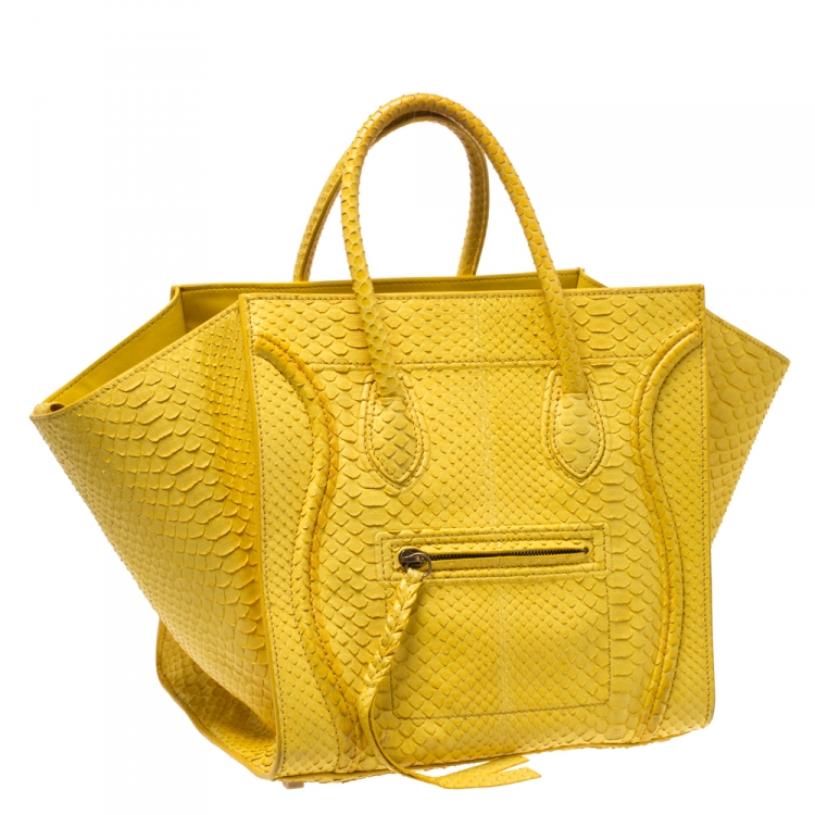 Pre Owned Celine Yellow Python Medium Phantom Luggage Tote 