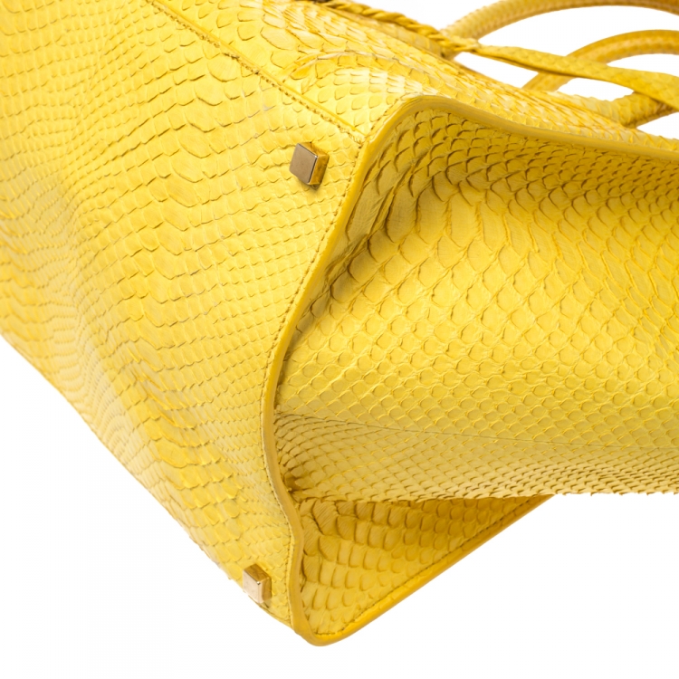 Pre Owned Celine Yellow Python Medium Phantom Luggage Tote 