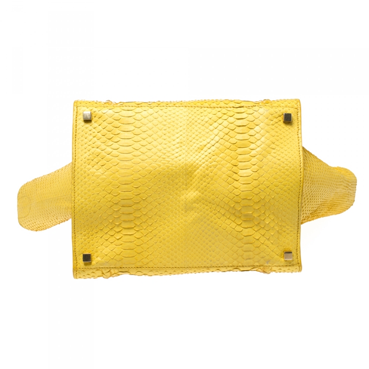 Pre Owned Celine Yellow Python Medium Phantom Luggage Tote 