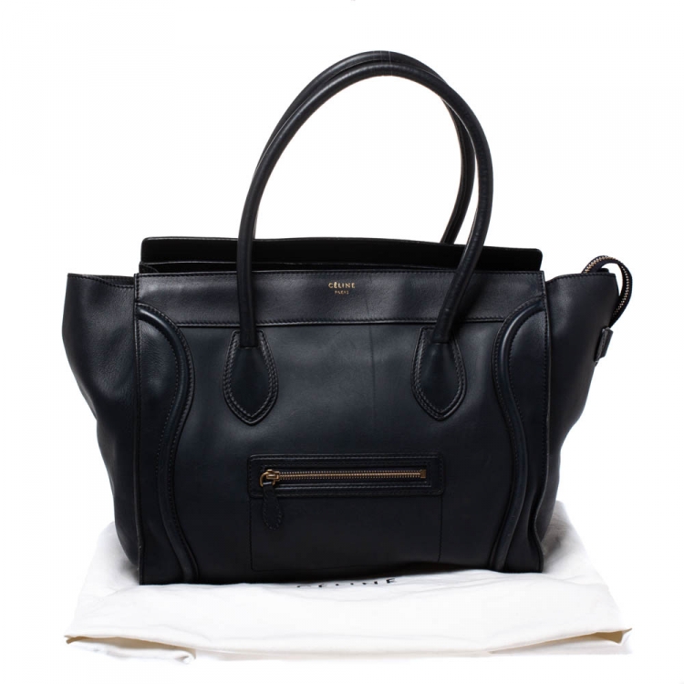 Pre Owned Celine Navy Blue Leather Shoulder Luggage Tote