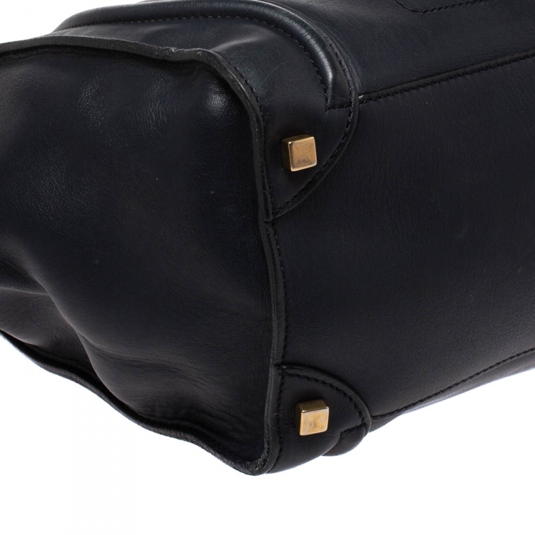 Pre Owned Celine Navy Blue Leather Shoulder Luggage Tote