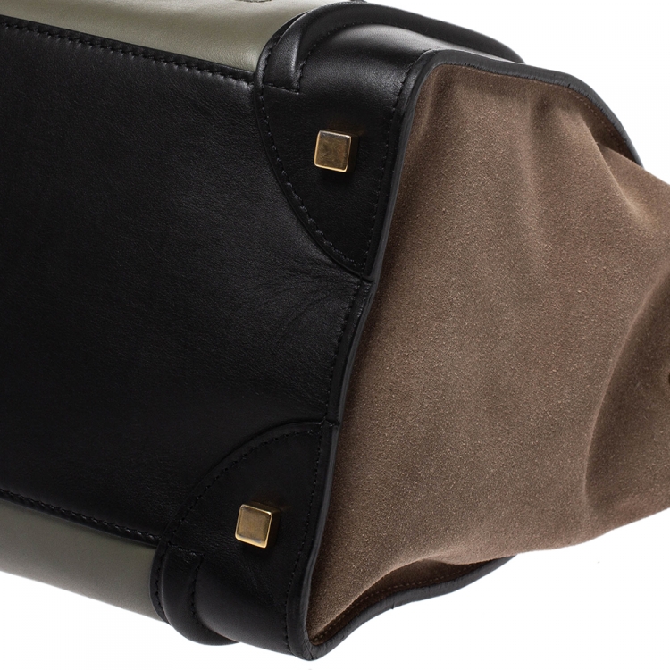 Pre Owned Celine Tricolor Leather and Suede Mini Luggage Tote