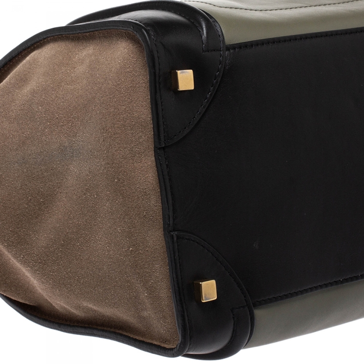 Pre Owned Celine Tricolor Leather and Suede Mini Luggage Tote