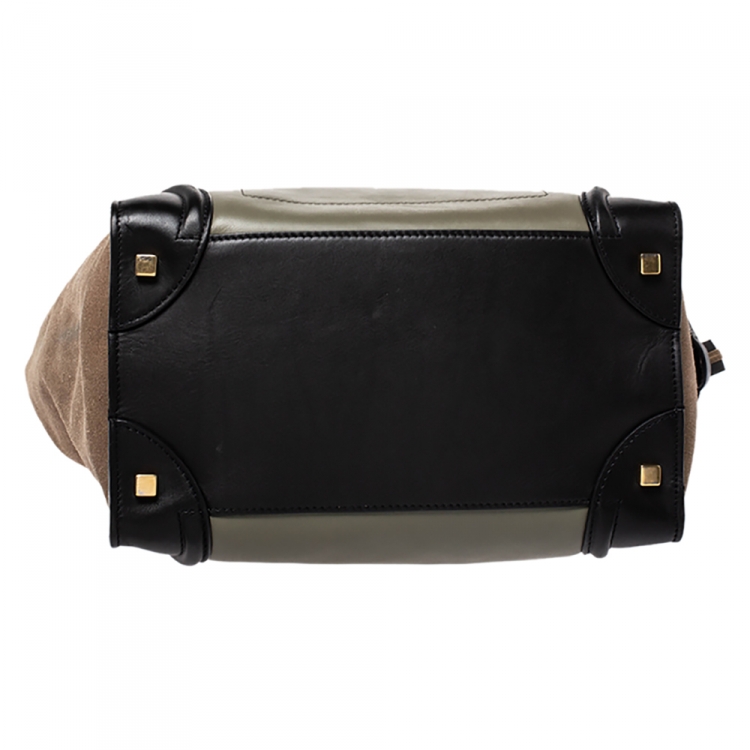Pre Owned Celine Tricolor Leather and Suede Mini Luggage Tote