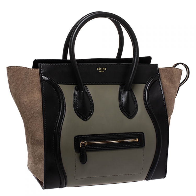 Pre Owned Celine Tricolor Leather and Suede Mini Luggage Tote