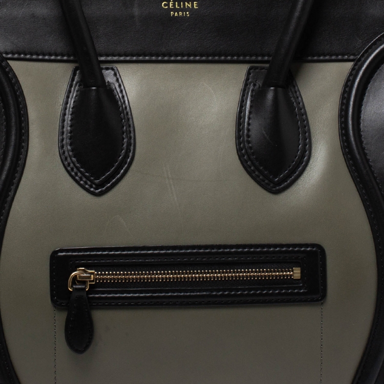 Pre Owned Celine Tricolor Leather and Suede Mini Luggage Tote