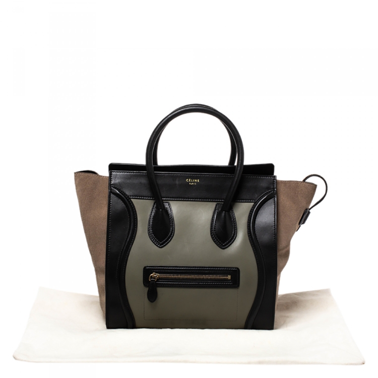 Pre Owned Celine Tricolor Leather and Suede Mini Luggage Tote