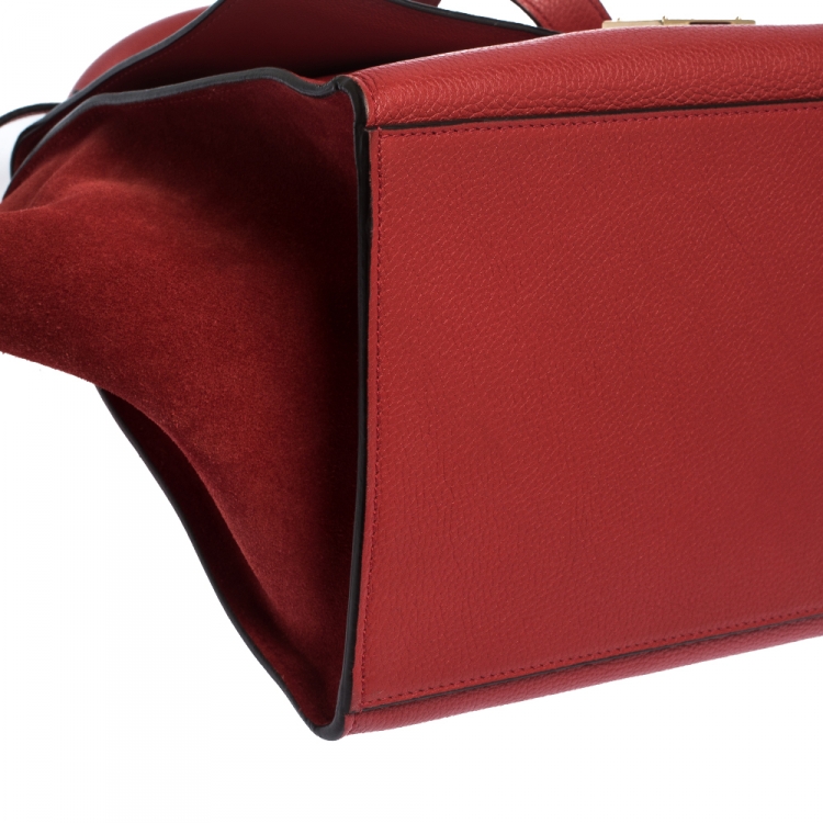 Pre Owned Celine Red Leather and Suede Medium Trapeze Bag