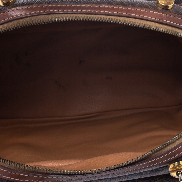 Pre Owned Celine Brown Macadam Coated Canvas and Leather Satchel